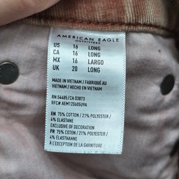 American Eagle Outfitters Women Corduroy High-Rise Crop Flare Pants Brown SZ 16 - Picture 6 of 8